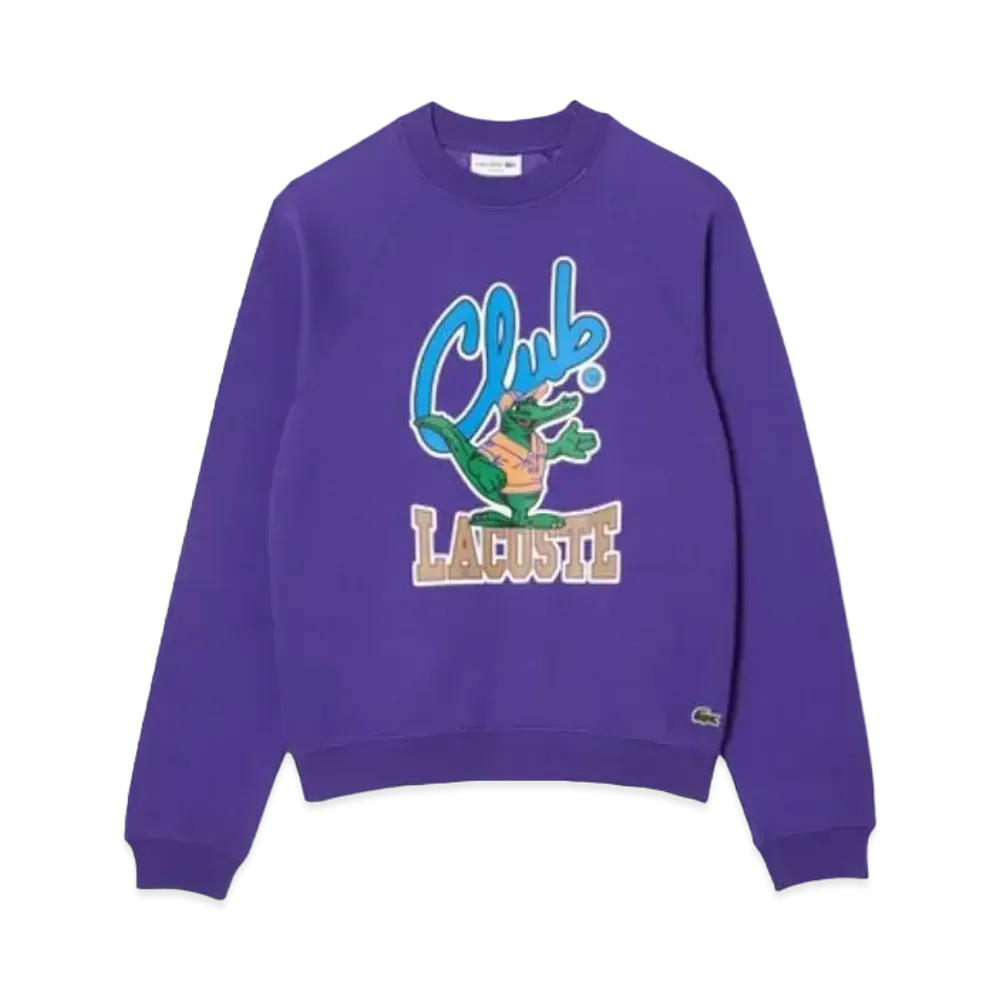 LACOSTE Varsity Graphic Print Crew Neck Sweat "Purple"