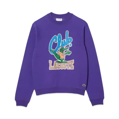 LACOSTE Varsity Graphic Print Crew Neck Sweat "Purple"