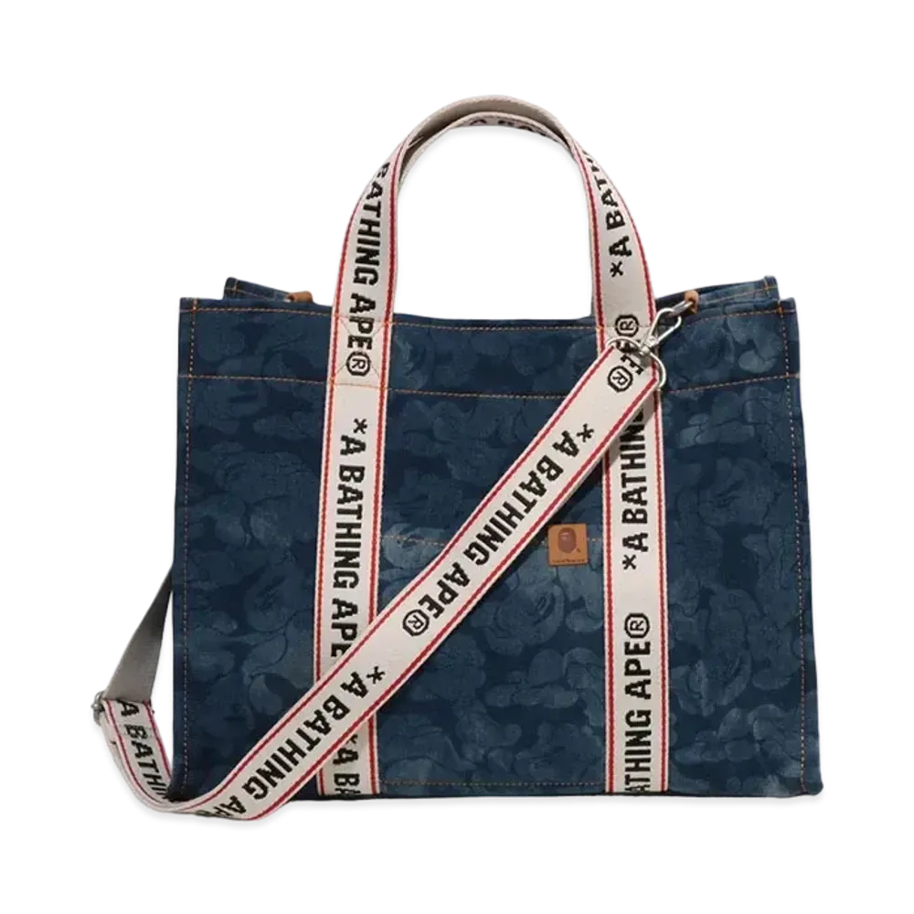 A BATHING APE Solid Camo Denim 2Way Tote Bag "Lightindi"