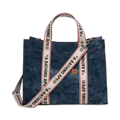 A BATHING APE Solid Camo Denim 2Way Tote Bag "Lightindi"
