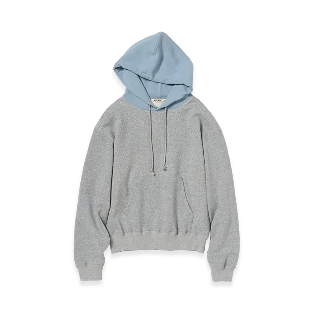 AURALEE Women's Smooth Soft BD Sweat P/O Parka "Top Gray/Dusty Blue"