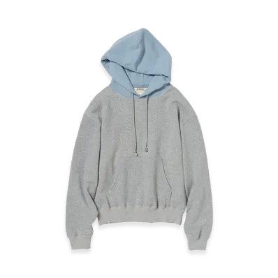 AURALEE Women's Smooth Soft BD Sweat P/O Parka "Top Gray/Dusty Blue"