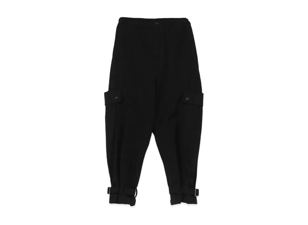 Yohji Yamamoto Y's INTERWEAVE TWILL CUT OUT POCKET PANTS "Black"