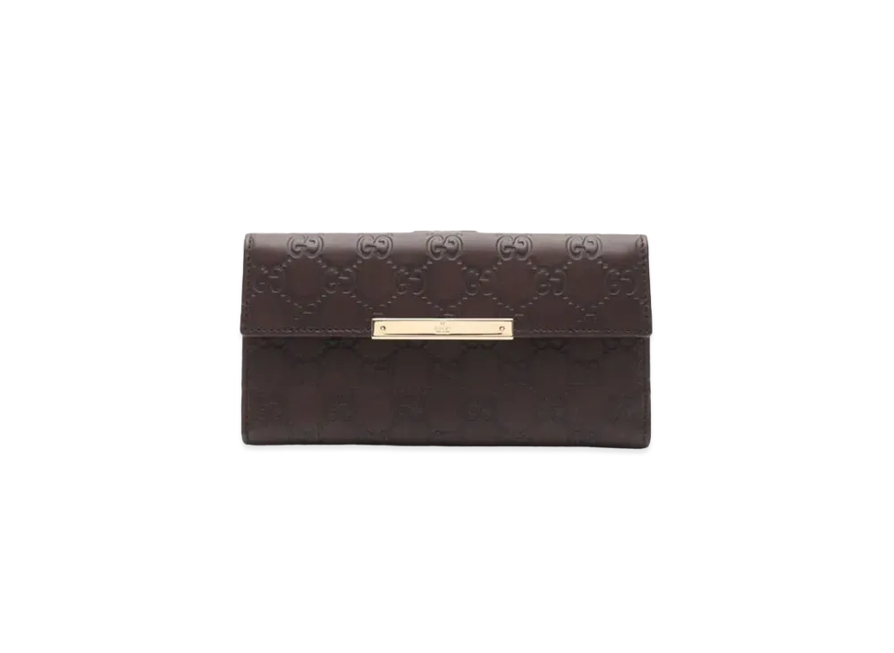 GUCCI W Hook Bifold Long Wallet Guccisima "Brown"