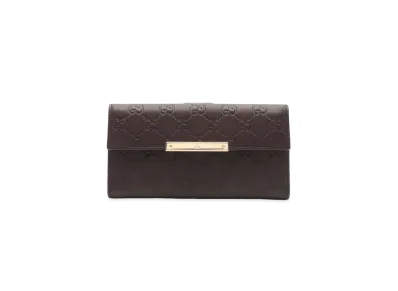 GUCCI W Hook Bifold Long Wallet Guccisima "Brown"