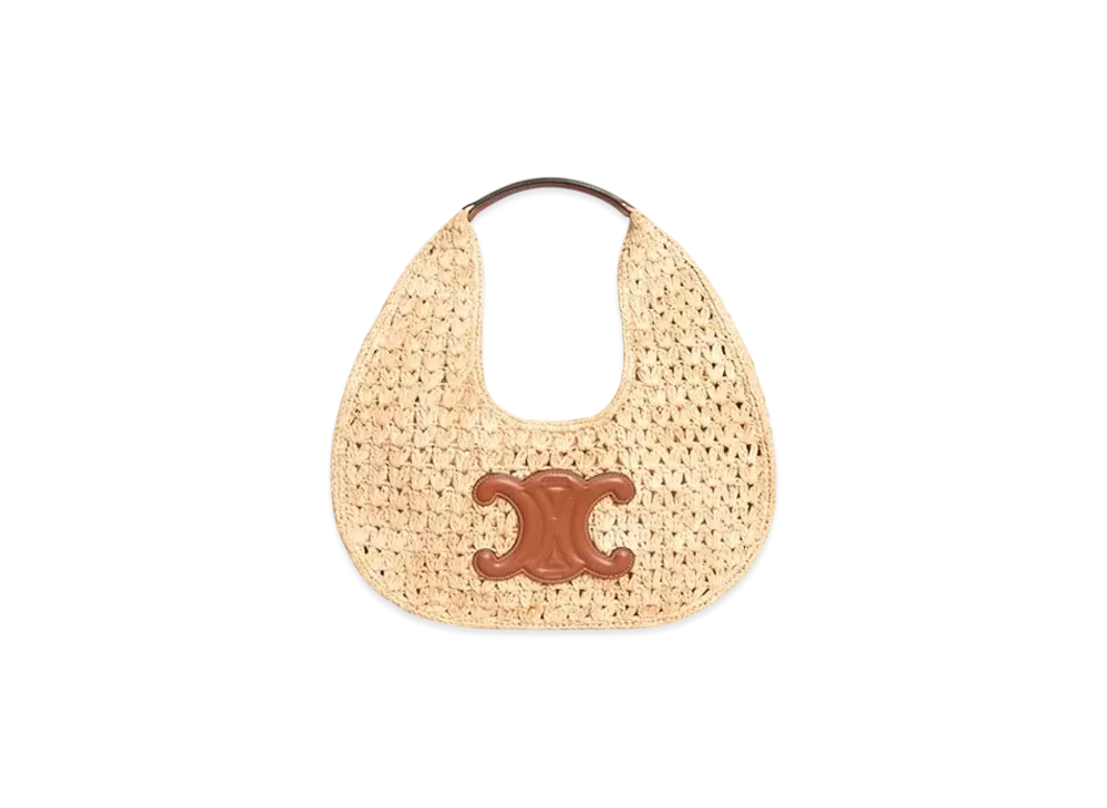 CELINE Celine Classic Panier Hobo Bag in Raffia and Calfskin "Natural/Tan"