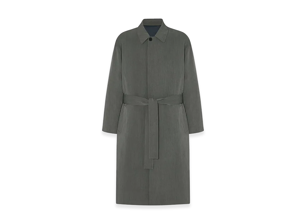 The Row Tarian Silk and Virgin Wool Coat "Grey Cobalt"