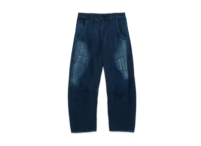 Yohji Yamamoto Y's SPOTTED 10OZ DENIM PATCHWORK GUSSET WIDE PANTS "Indigo"