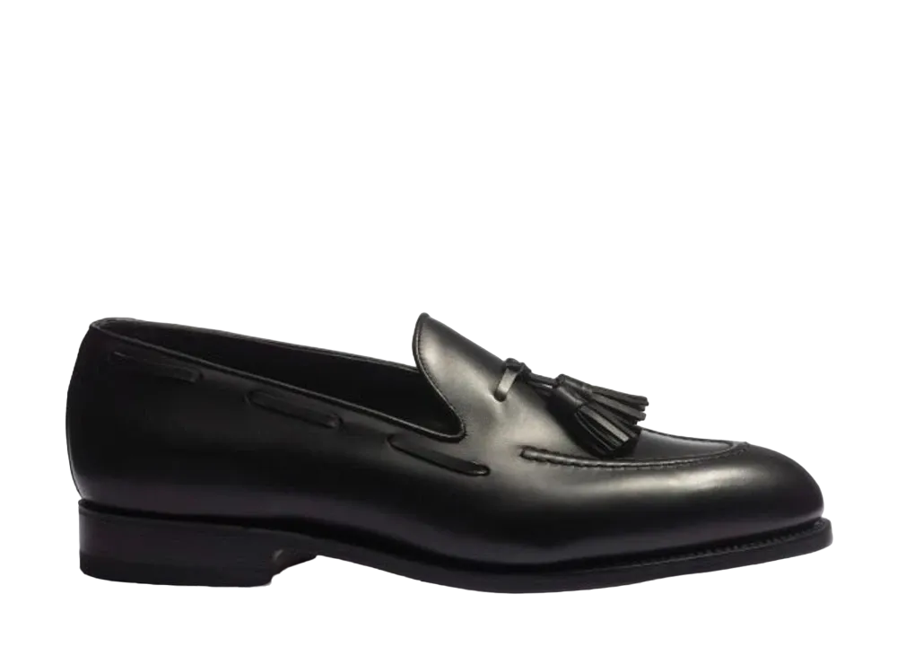 J.M.Weston Menton Tassel Loafer #162 Box Calf "Black" 1128GAA1627F Single Leather Sole