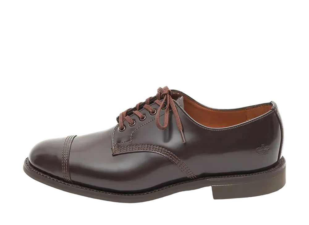 SANDERS Military Derby Shoe 266 Polished Leather "Ebony Brown" 1128TD