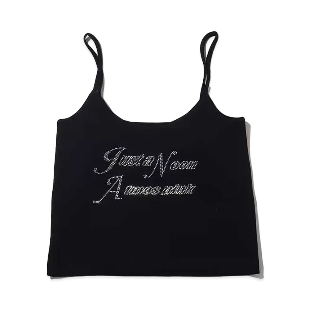 atmos pink x Just Annoon Rhinestone Logo Cami "Black"