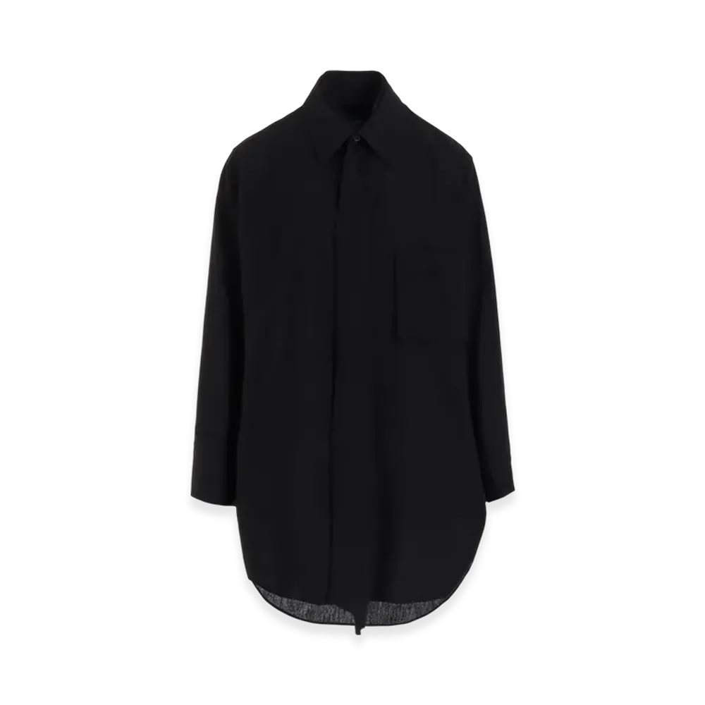 Yohji Yamamoto C/L/Ra Cambric R-Cutting Tie Blouse "Black"