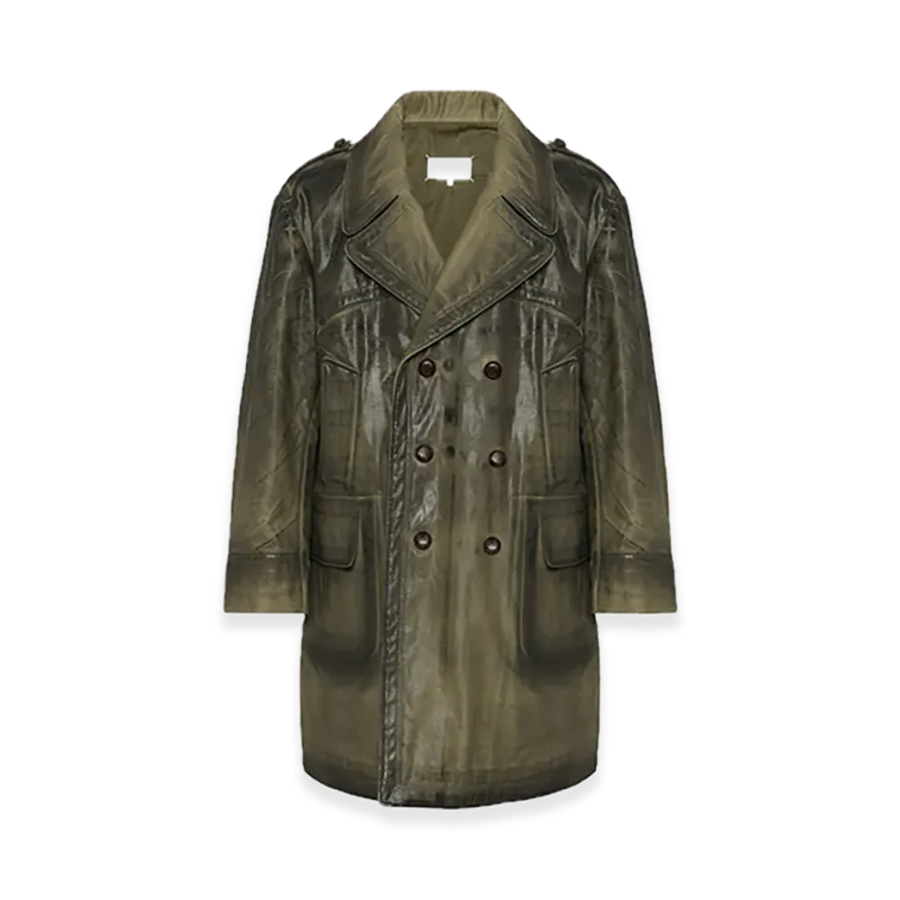 Maison Margiela Foil Print Caban Coat "Khaki"