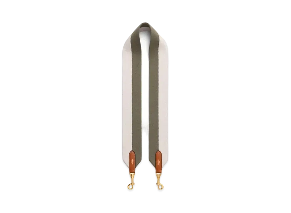 CELINE Long Strap in Bicolor Wool "Ivory/Army Green"