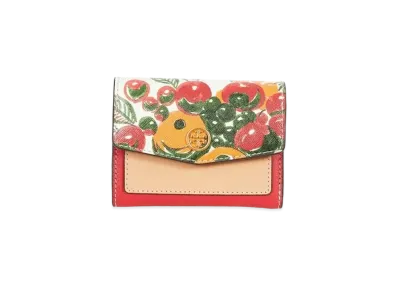 Tory Burch Robinson Printed Flap Mini Wallet "Fruit Basket"