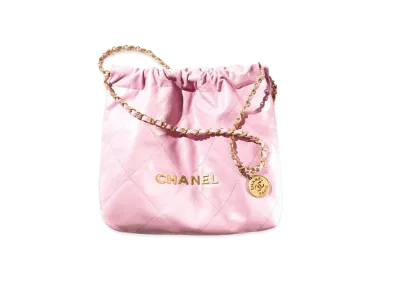 CHANEL 22 Small Hand Bag Shiny Calfskin "Pink"