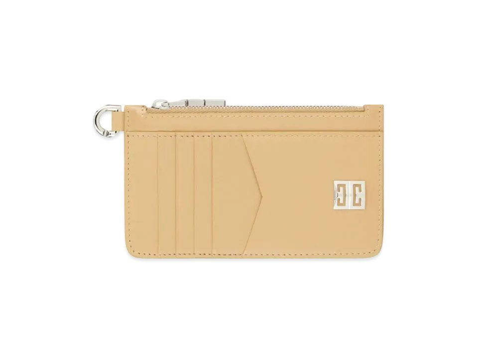 GIVENCHY 4G Zipped Cardholder in Box Leather "Cappuccino Beige"
