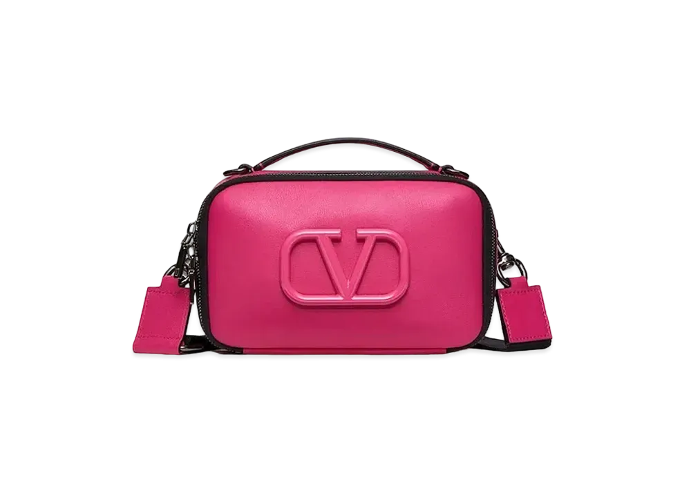 Valentino Lacquered V Logo Signature Leather Crossbody Bag "Pink"