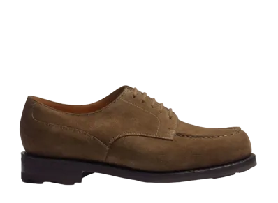 J.M.Weston Golf Derby #641 D Suede Calfskin "Taupe" 1131GNW6412A-derby All Terrain Rubber Sole