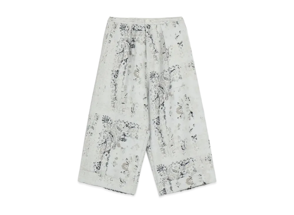 Yohji Yamamoto Y's BANDANA BLURRY PRINT JACQUARD FRONT TUCK MACKIN PANTS "White"