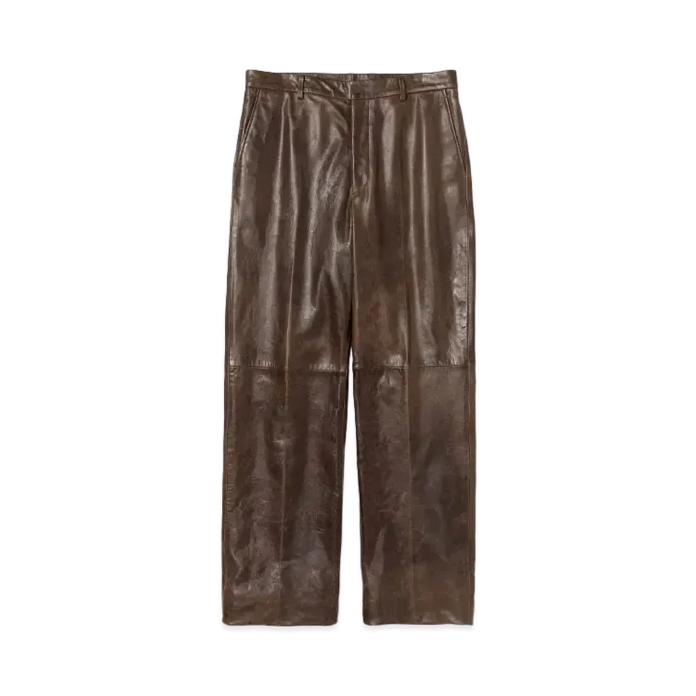 AURALEE Heavy Lamb Leather Pants "Dark Brown"