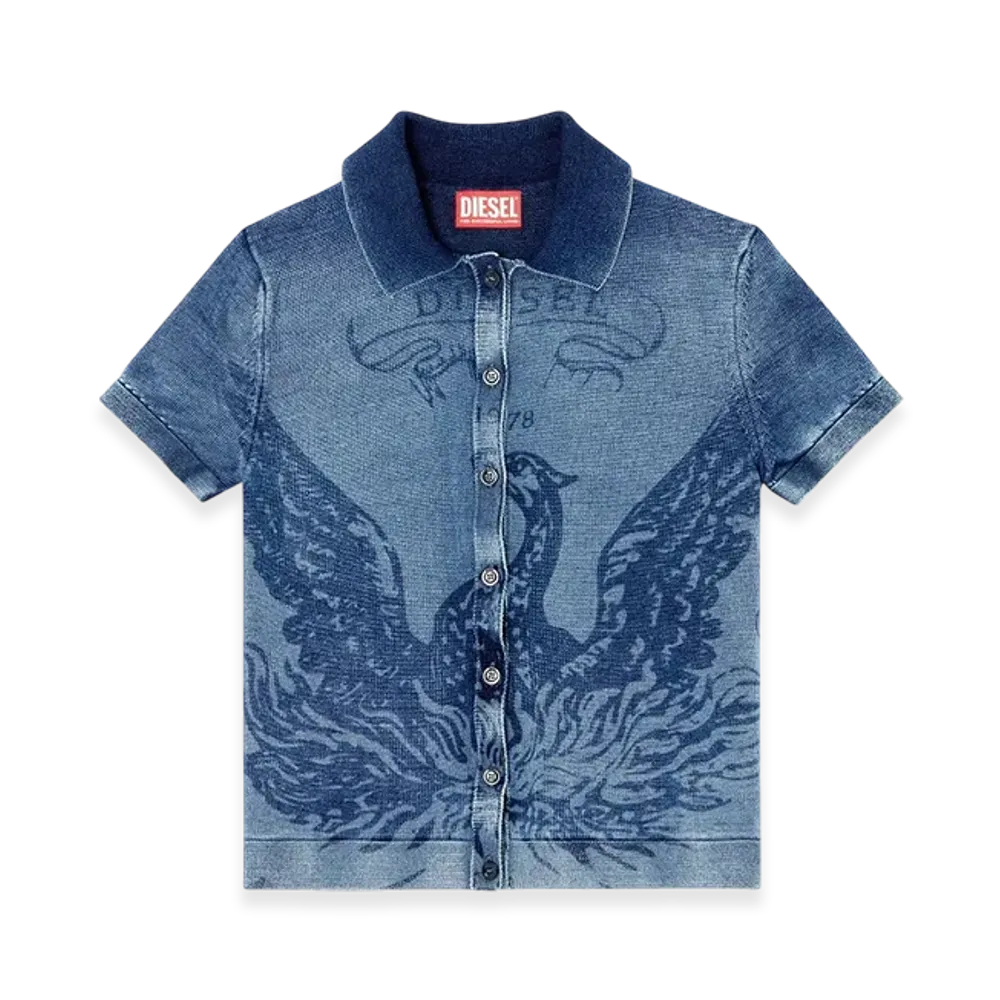 Diesel M-Fenny Indigo Shirt-Cardigan With Phoenix Logo "Medium Blue"