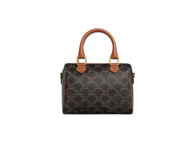 CELINE Small Boston in Triomphe Canvas and Calfskin "Tan"