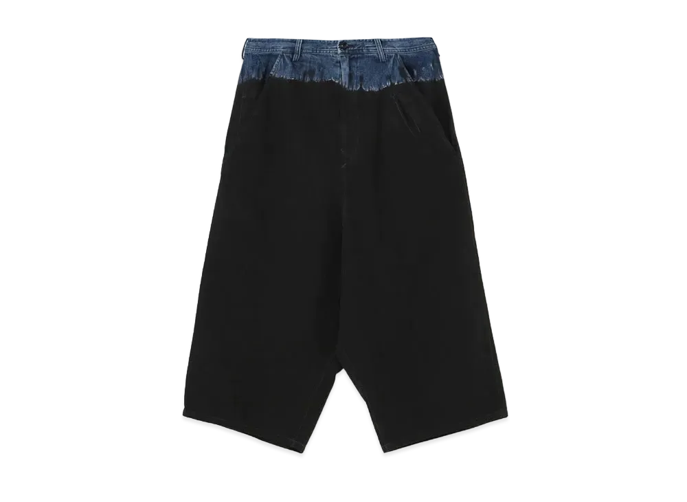 Yohji Yamamoto Y's 10OZ DENIM DISCHARGE TIE DYE BIG WIDE PANTS "Black"