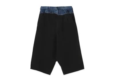 Yohji Yamamoto Y's 10OZ DENIM DISCHARGE TIE DYE BIG WIDE PANTS "Black"