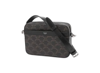 CELINE Small Messenger In Triomphe Canvas And Calfskin "Black"