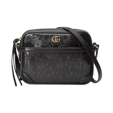 GUCCI GG Star Small Shoulder Bag "Black Leather"