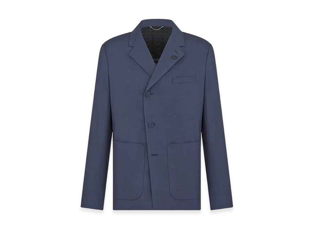 Dior Workwear Jacket Textured Extra Fine Wool "Blue Gray"