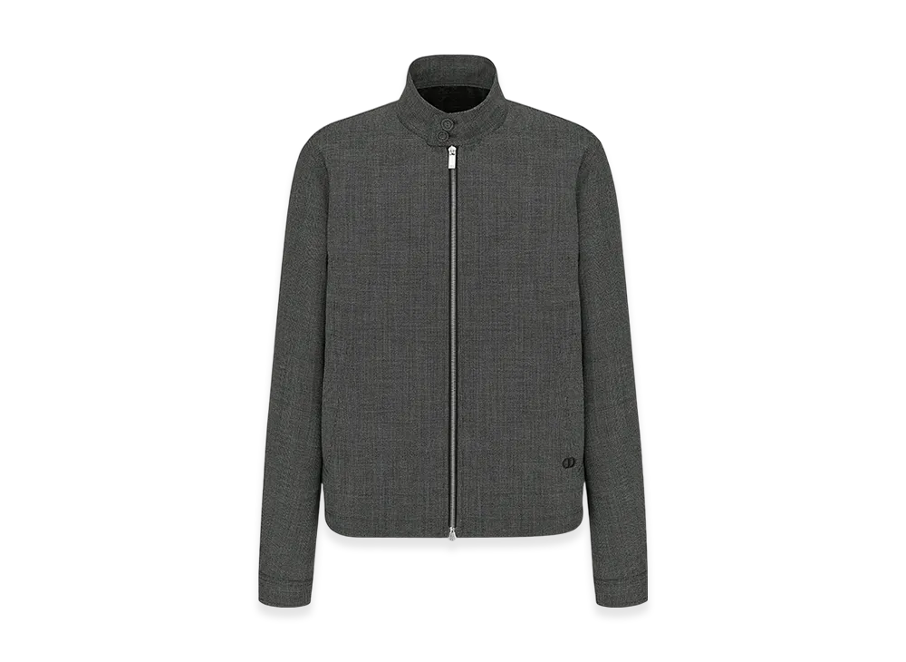 Dior Micro-Houndstooth Harrington-Shaped Blouson "Gray"