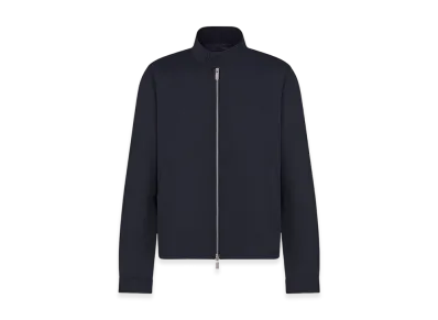 Dior Harrington-Shape Blouson Striped Textured Super 100s Wool "Navy Blue"