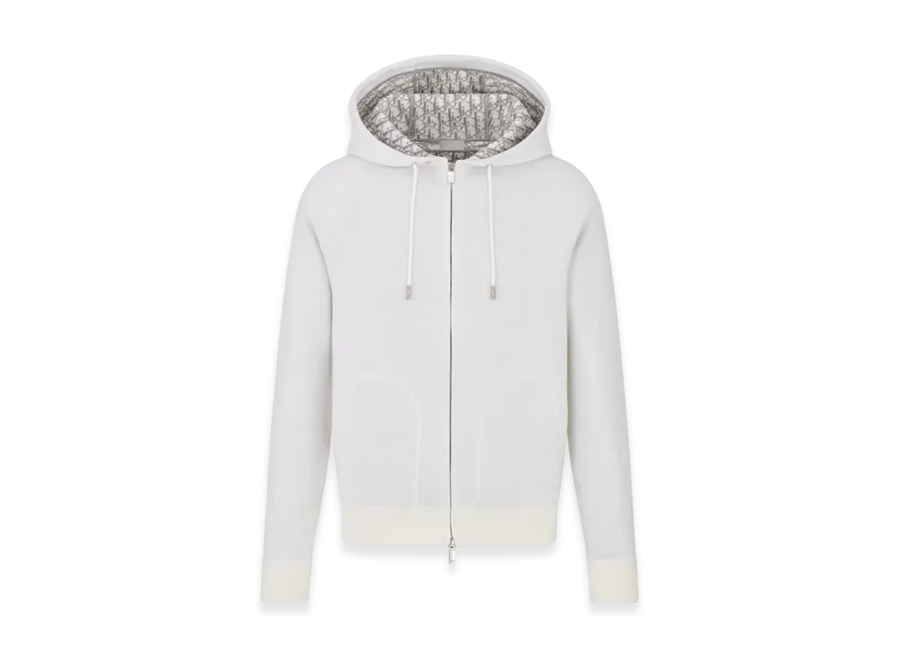 ディオール フーデッド トラック ジャケット コットン ニット カシミヤ "ホワイト" 113M221AT225_C078