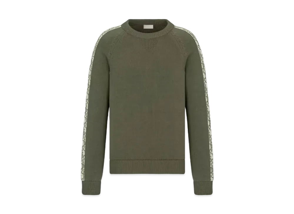 Dior Men's Oblique Inserts Cotton Jersey Sweater "Khaki"