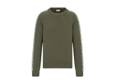 Dior Men's Oblique Inserts Cotton Jersey Sweater "Khaki"