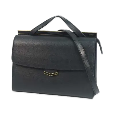 FENDI Demi Jour Leather 2WAY Bag "Black"