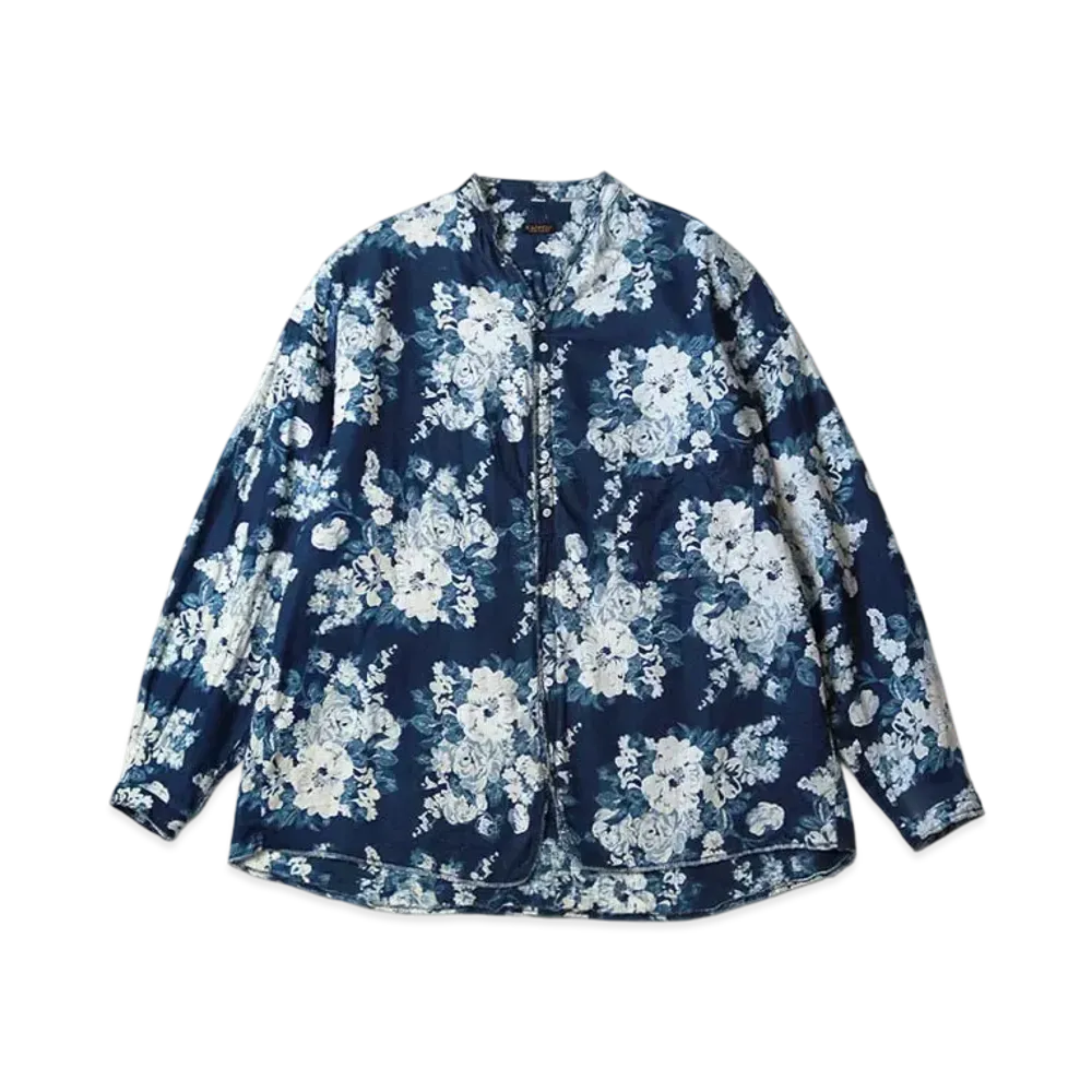 KAPITAL IDG French Cross Linen Champetre Shoka Shirt "Indigo"