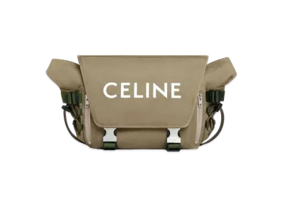 CELINE Medium Messenger Trekking In Cotton Gabardine With Celine Print "Khaki"