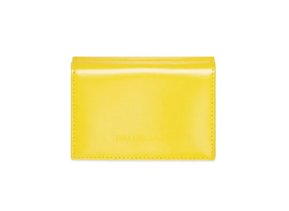 BALENCIAGA Essential Mini Wallet In Shiny Box Calfskin With Contrasted Lining "Yellow"