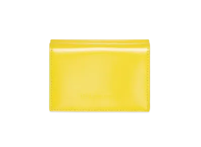 BALENCIAGA Essential Mini Wallet In Shiny Box Calfskin With Contrasted Lining "Yellow"