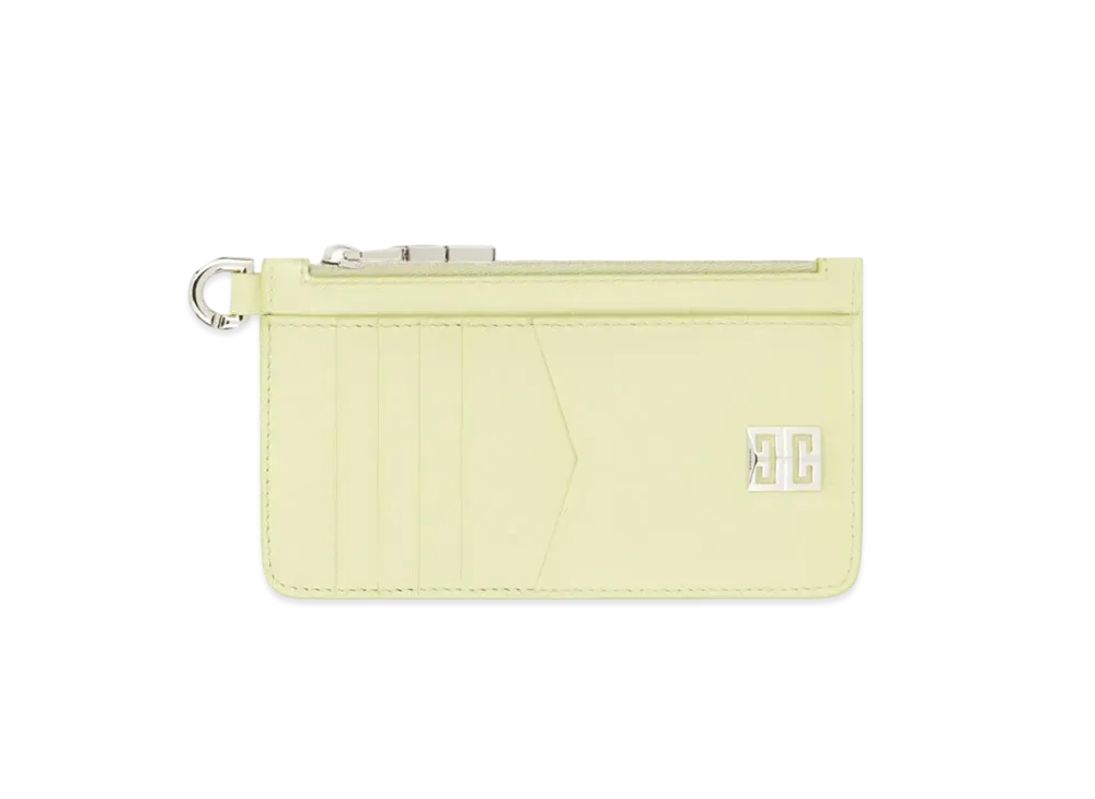 GIVENCHY 4G Zipped Cardholder in Box Leather "Avocado Green"