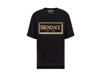 FENDI x Versace Fendace Black Cotton Logo T-Shirt "Black"