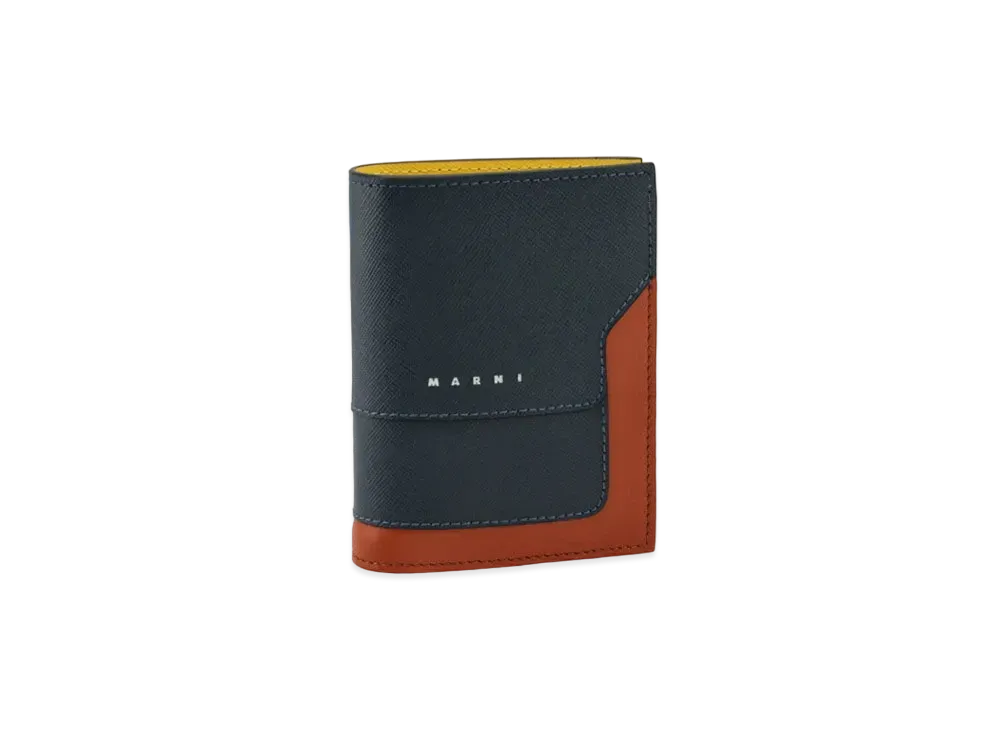 Marni Multicolor Blue Saffiano Leather Ns Bi-Fold Wallet "Blue/Yellow"
