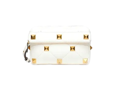 Valentino Roman Studs Nappa Leather Crossbody Bag "Ivory"