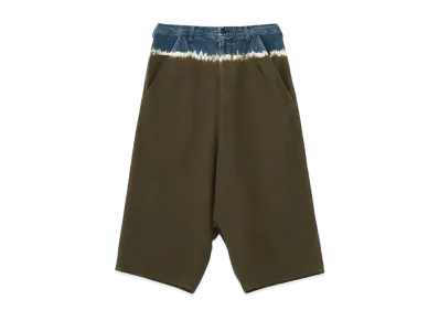 Yohji Yamamoto Y's 10OZ DENIM DISCHARGE TIE DYE BIG WIDE PANTS "Khaki"