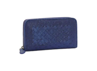 Bottega Veneta Zip Around Wallet "Blue"