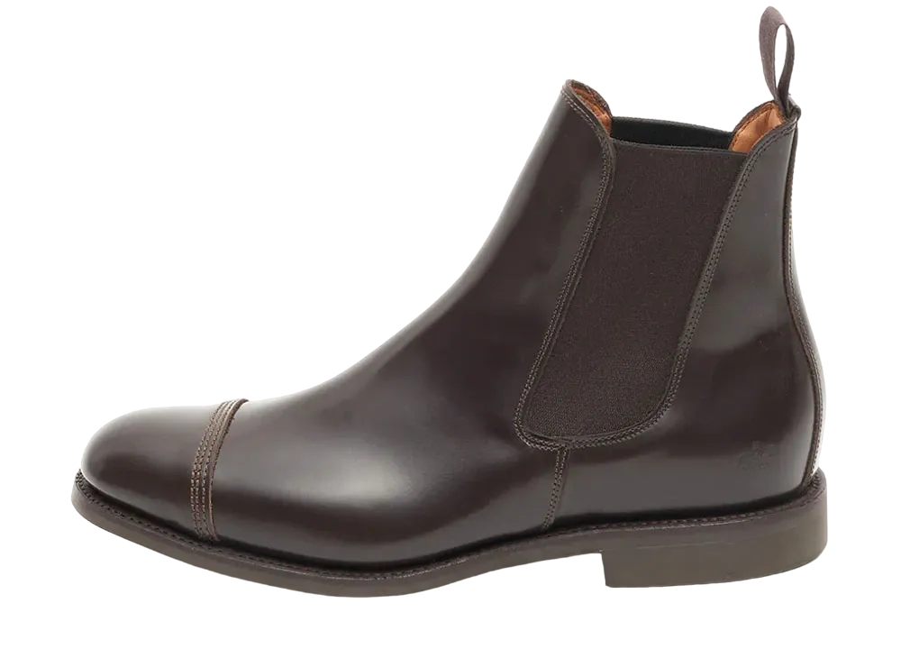 SANDERS Military Cap Toe Chelsea Boot 266 Polished Leather "Ebony Brown" 1140B