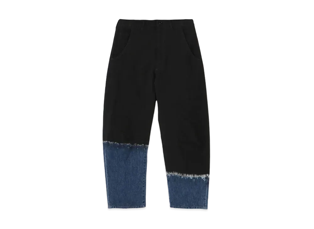 Yohji Yamamoto Y's 10OZ DENIM DISCHARGE TIE DYE GUSSET WIDE PANTS "Black"